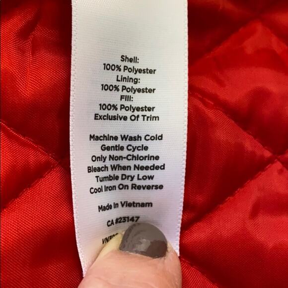 Women's Talbots Red Quilted Jacket with Snap Closure Medium - Picture 8 of 8